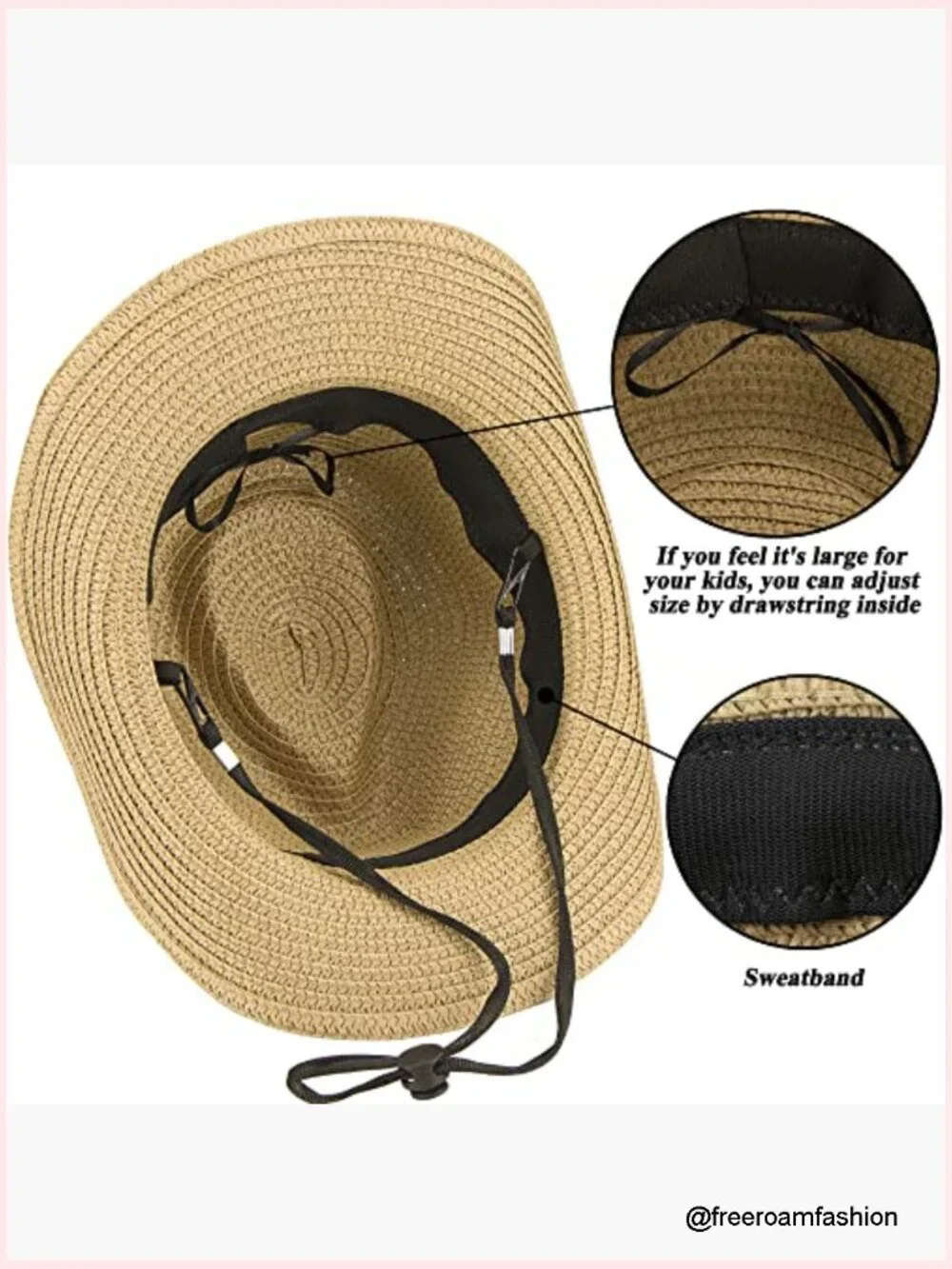 Straw Cowboy Hat Wide Brim Summer Sun Hat Cowgirl Western